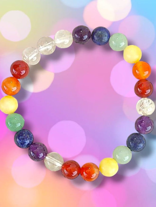 Pulsera de chakras con piedras naturales para equilibrar la energía y armonizar los centros energéticos del cuerpo