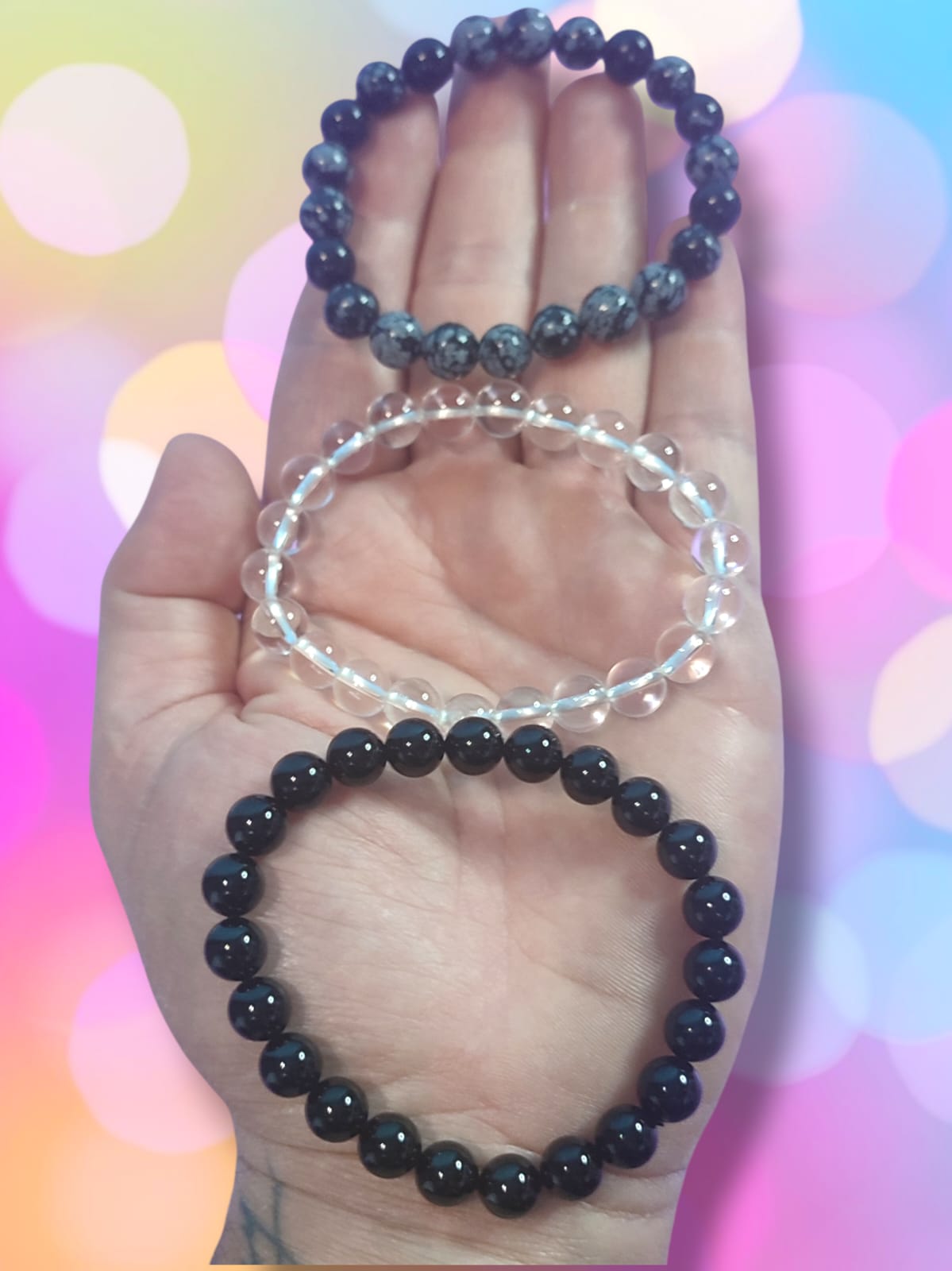 Pulseras para Emprendedores Fuerza Mental, Seguridad y Protección Negatividad. 8mm (3 pulseras)