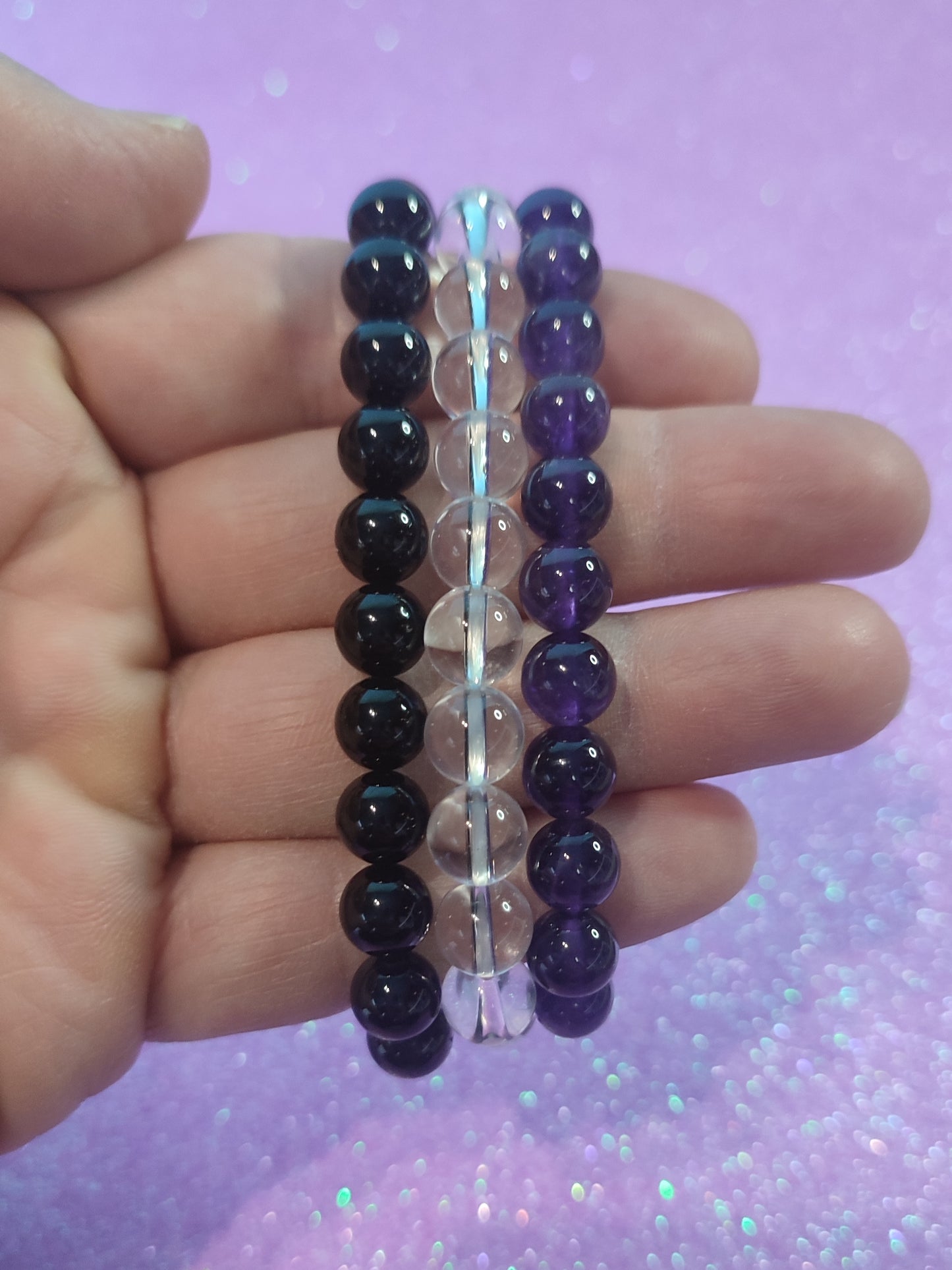 Triple Protección Fuerte. Protección Fuerte de Energías Negativas. Fuerza Mental. 8mm (3 pulseras)