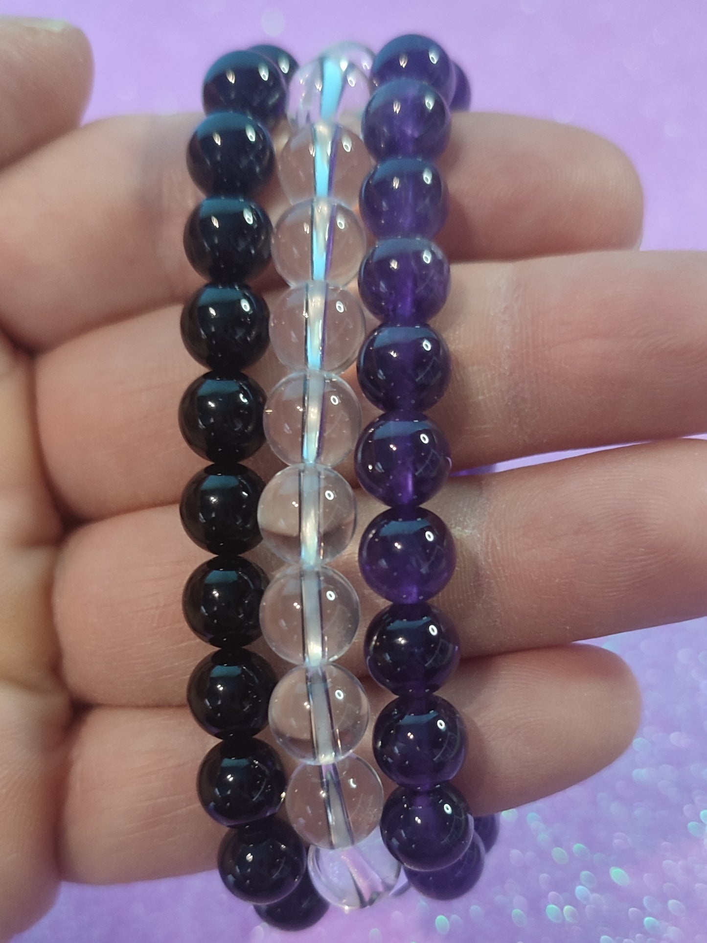 Triple Protección Fuerte. Protección Fuerte de Energías Negativas. Fuerza Mental. 8mm (3 pulseras)