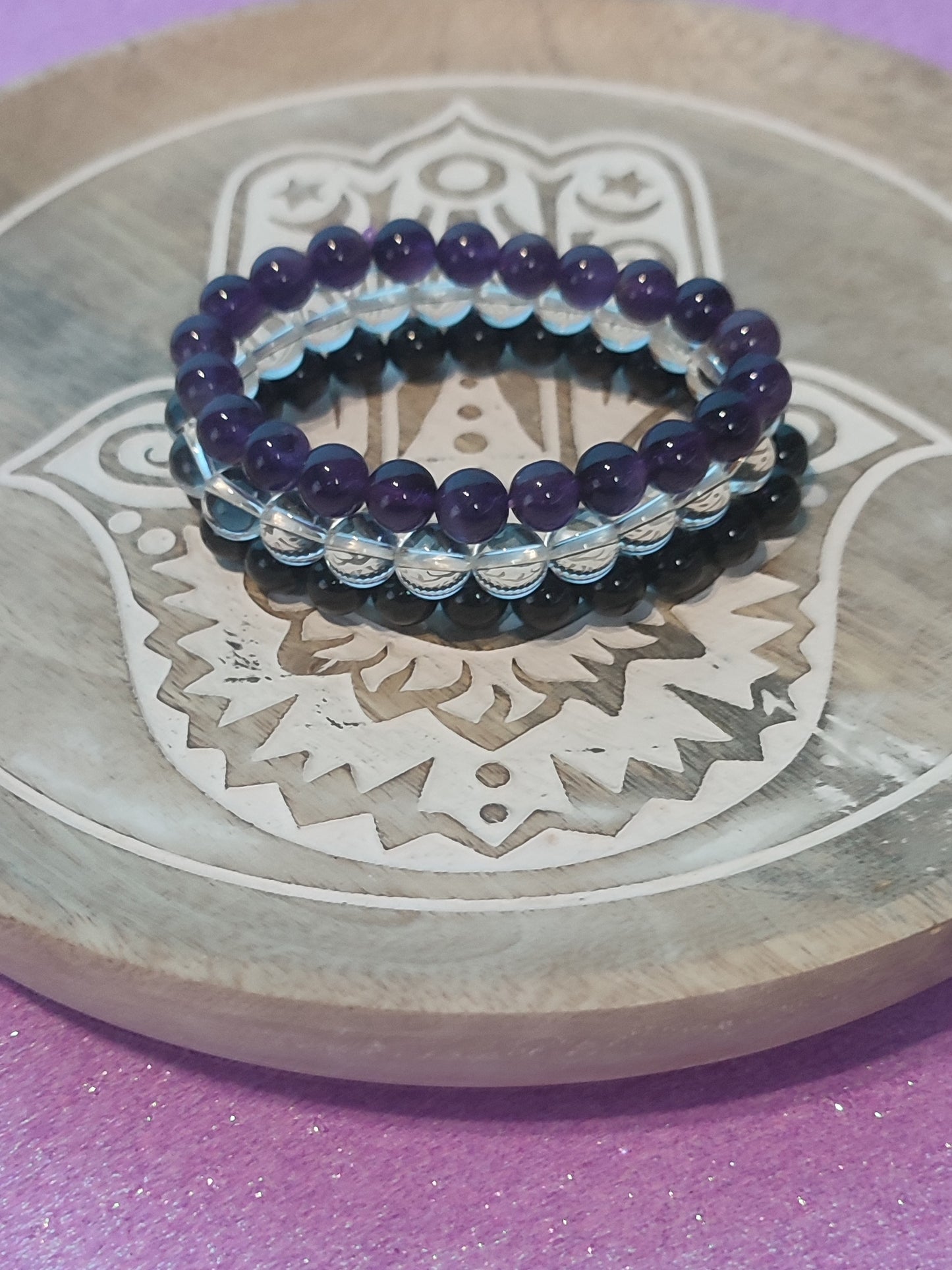 Triple Protección Fuerte. Protección Fuerte de Energías Negativas. Fuerza Mental. 8mm (3 pulseras)