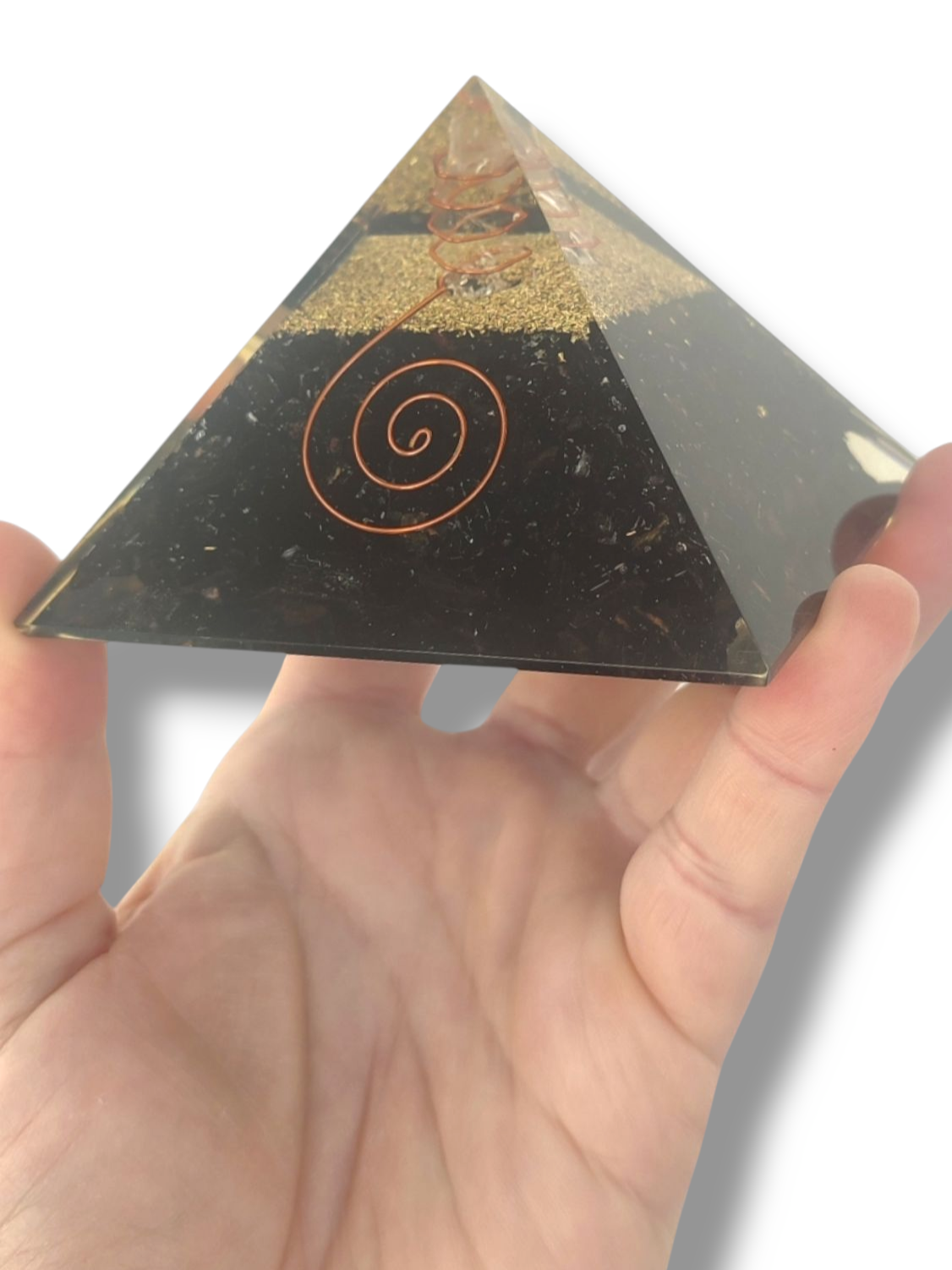 Pirámide Orgonitade Shungit 9x9 - Limpieza Energética Emisiones Electromagnéticas (EMF)