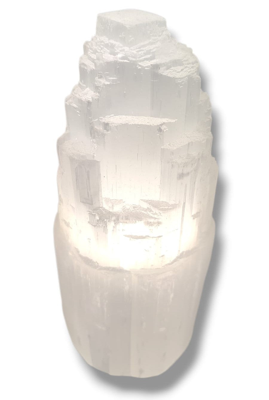 Lámpara de selenita blanca tamaño grande para limpieza energética