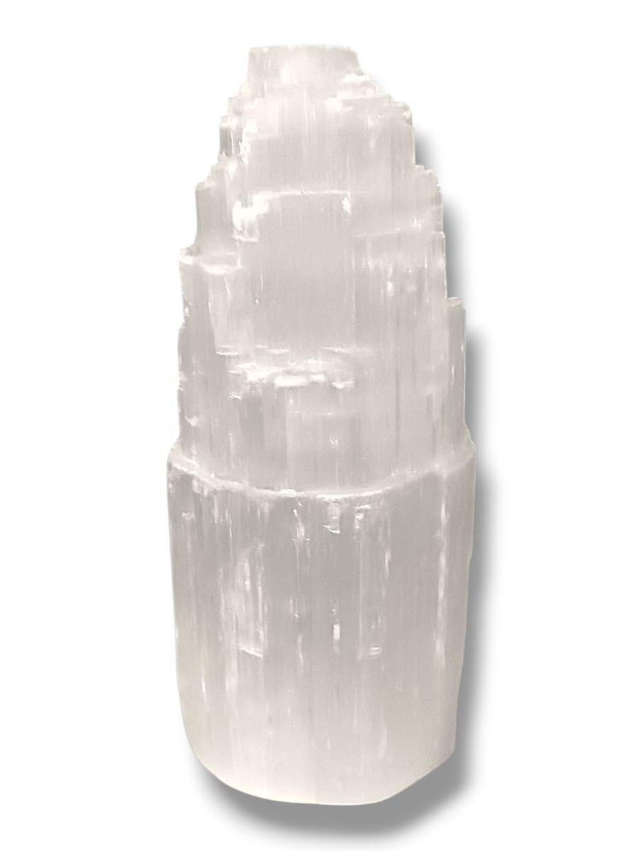 Lámpara de Selenita natural con portalámparas, interruptor y luz blanca