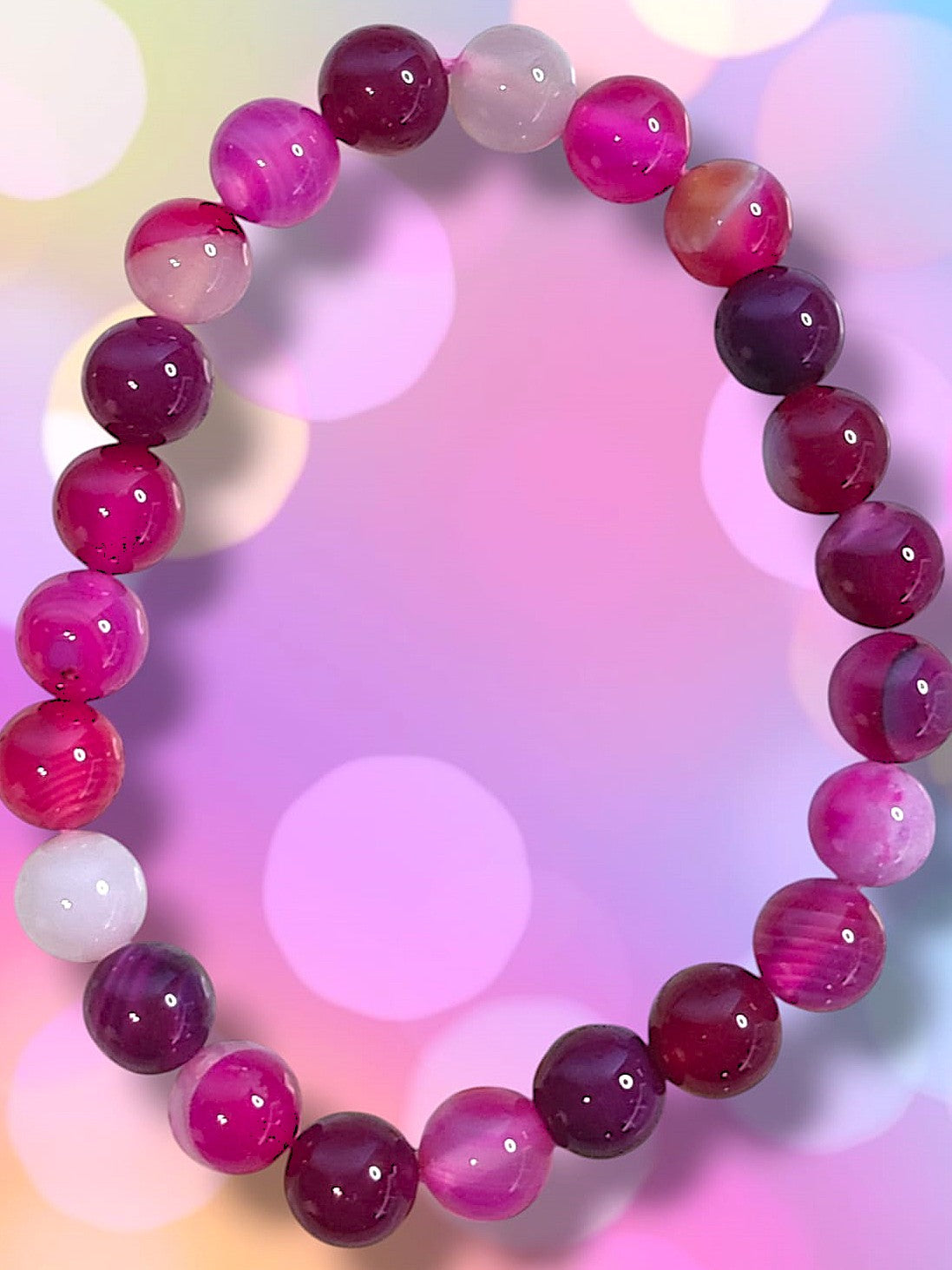 Pulsera de ágata rosa de 8mm para equilibrio energetico
