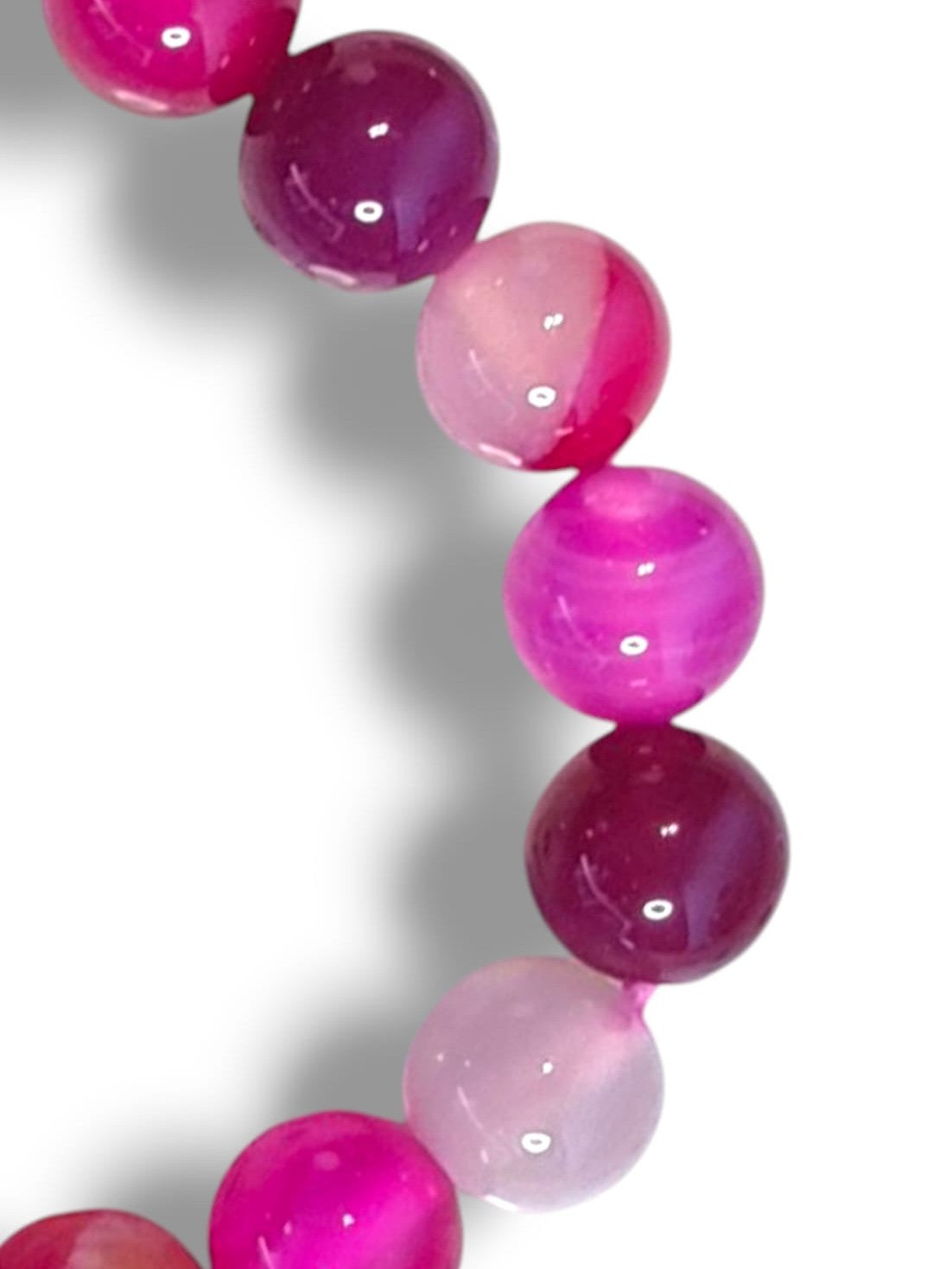 Pulsera elástica de piedras ágata fucsia 8mm para equilibrio emocional