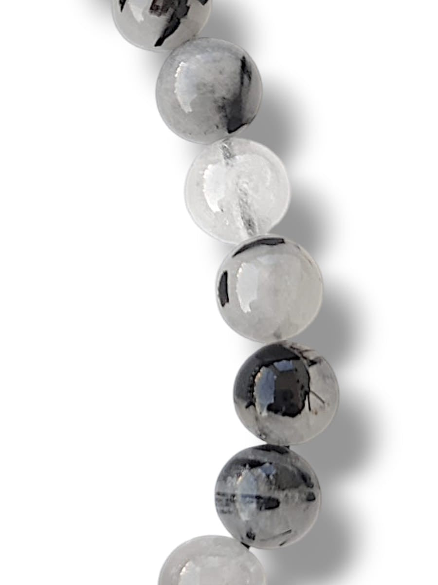Pulsera de cuarzo turmalinado auténtico 8mm contra energías negativas