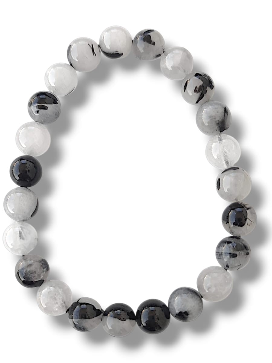 Pulsera de cuarzo con turmalina negra natural para protección energética