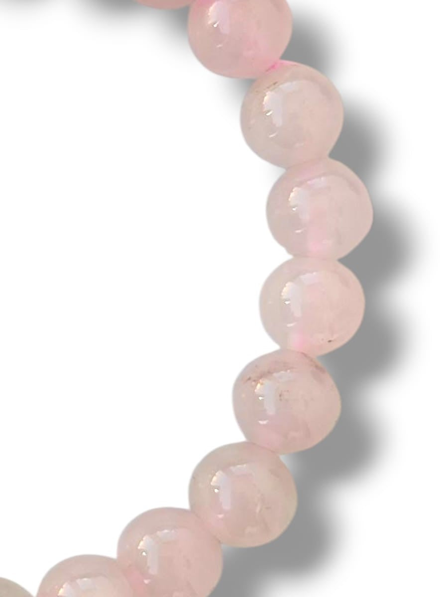 Joya artesanal pulsera de cuarzo rosa para atraer energía positiva
