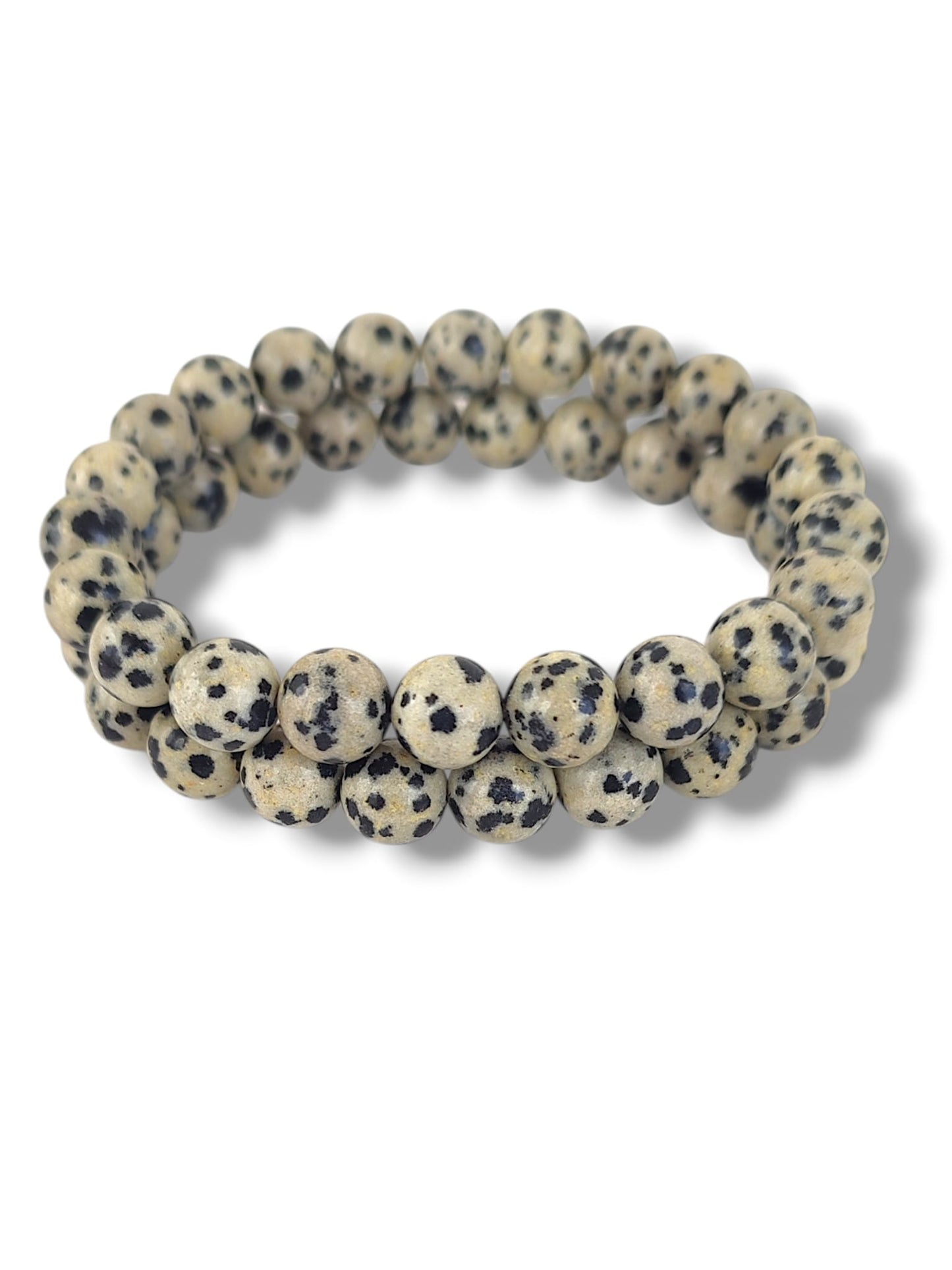 pulsera minerales naturales jaspe dalmata detalle textura piedra
