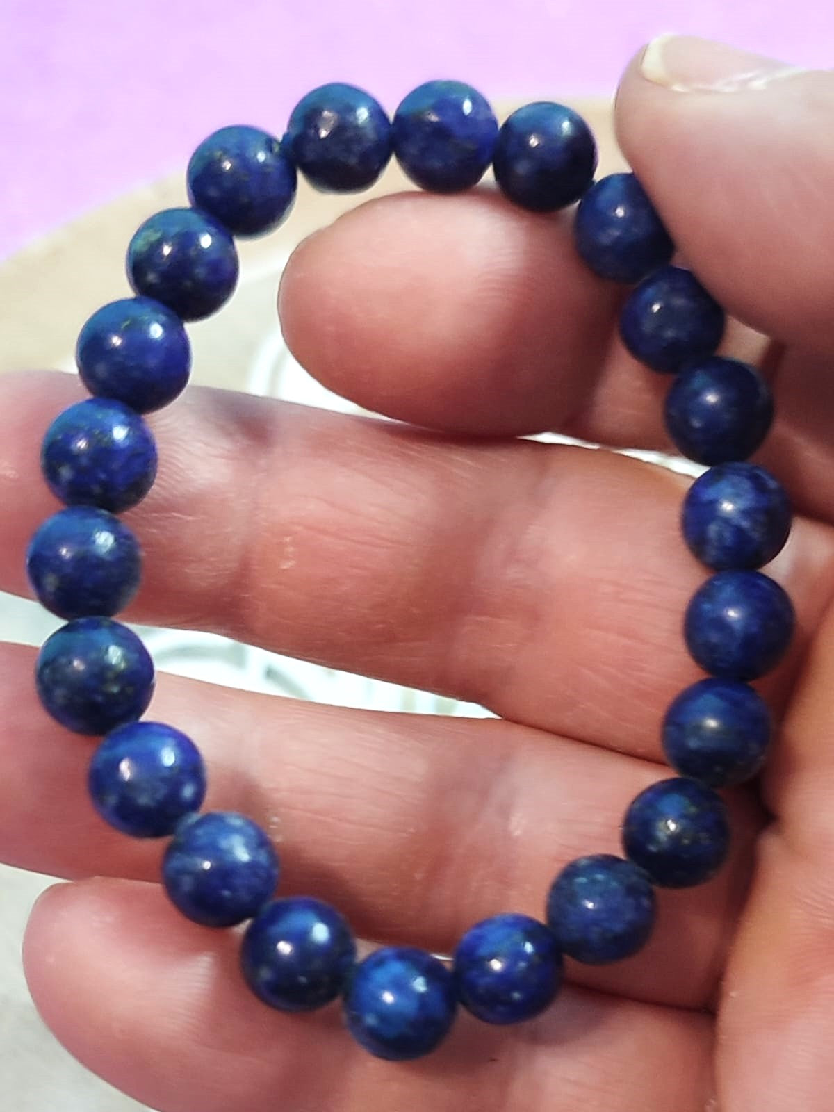 Pulsera 8mm de lapislázuli natural para equilibrio y calma