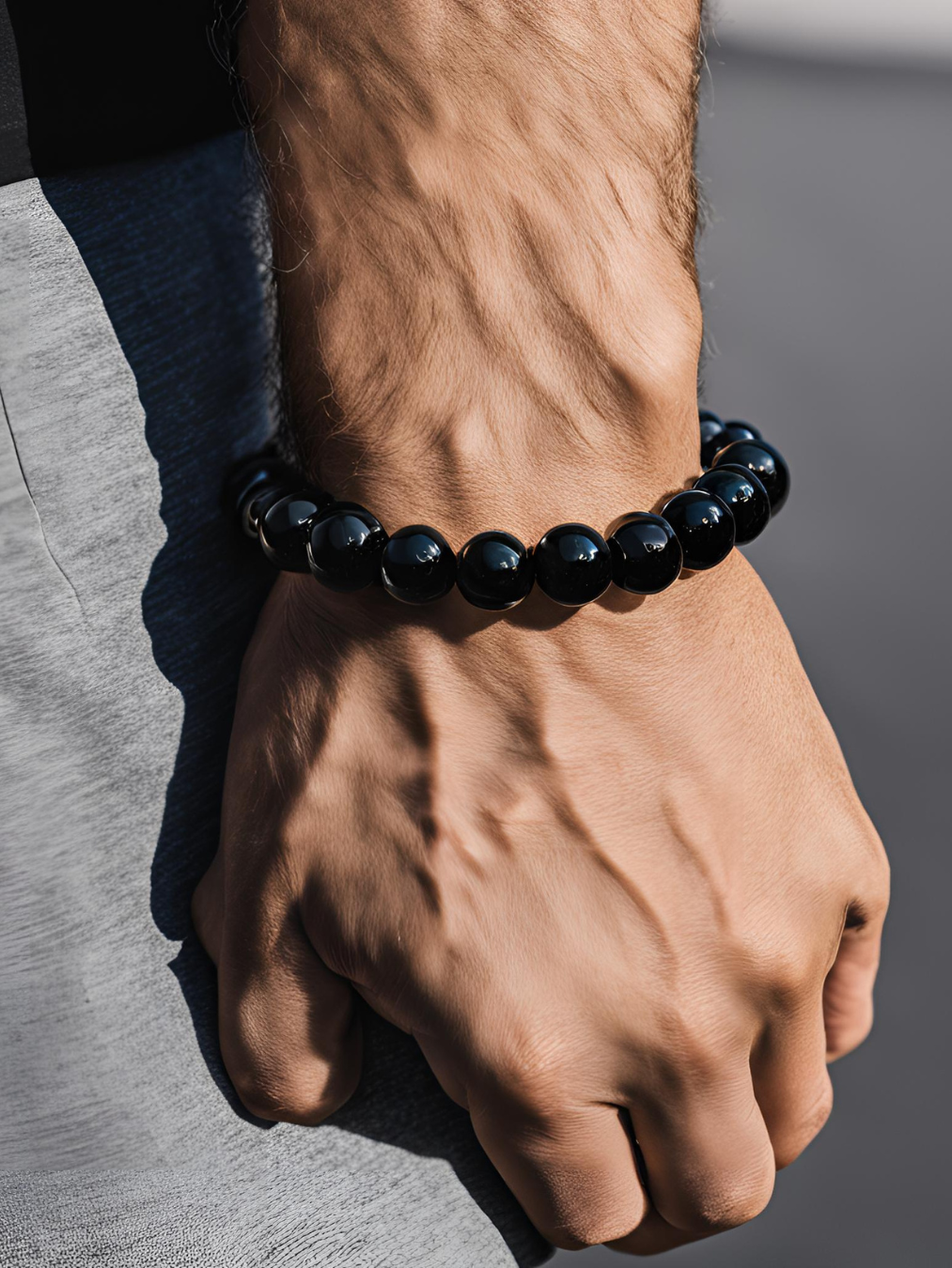 Pulsera de piedras de turmalina negra 8mm para equilibrio