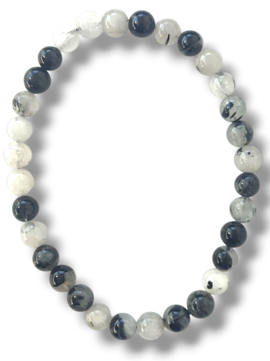 Pulsera de cuarzo con turmalina negra en cuentas de 8mm