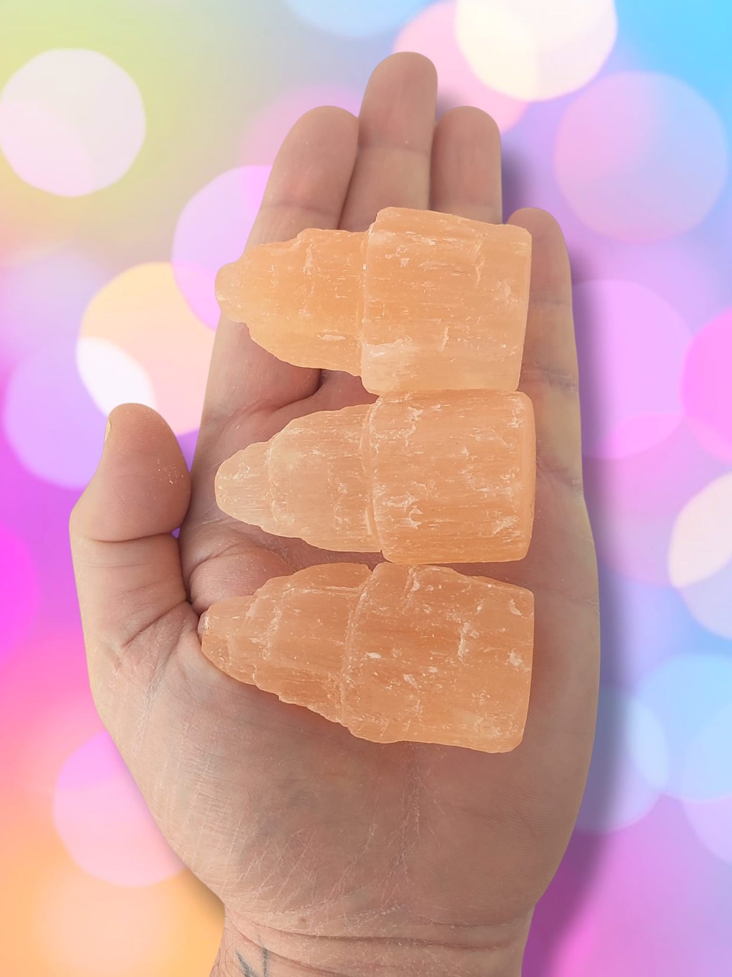 Torres monolito mini de selenita naranja para armonía y limpieza energética