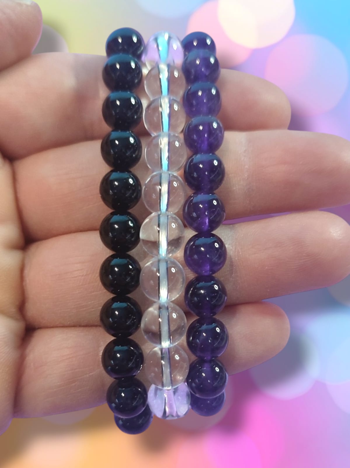Triple Protección Fuerte. Protección Fuerte de Energías Negativas. Fuerza Mental. 8mm (3 pulseras)