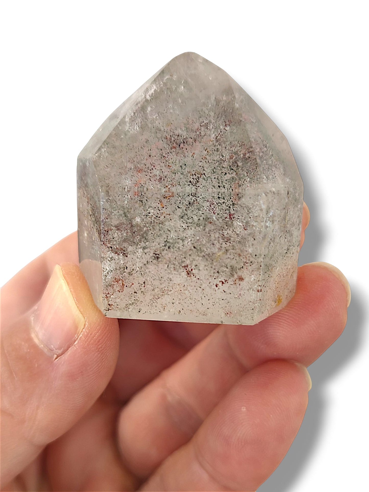 Cuarzo Chamánico con Inclusiones de Clorita y Hematite