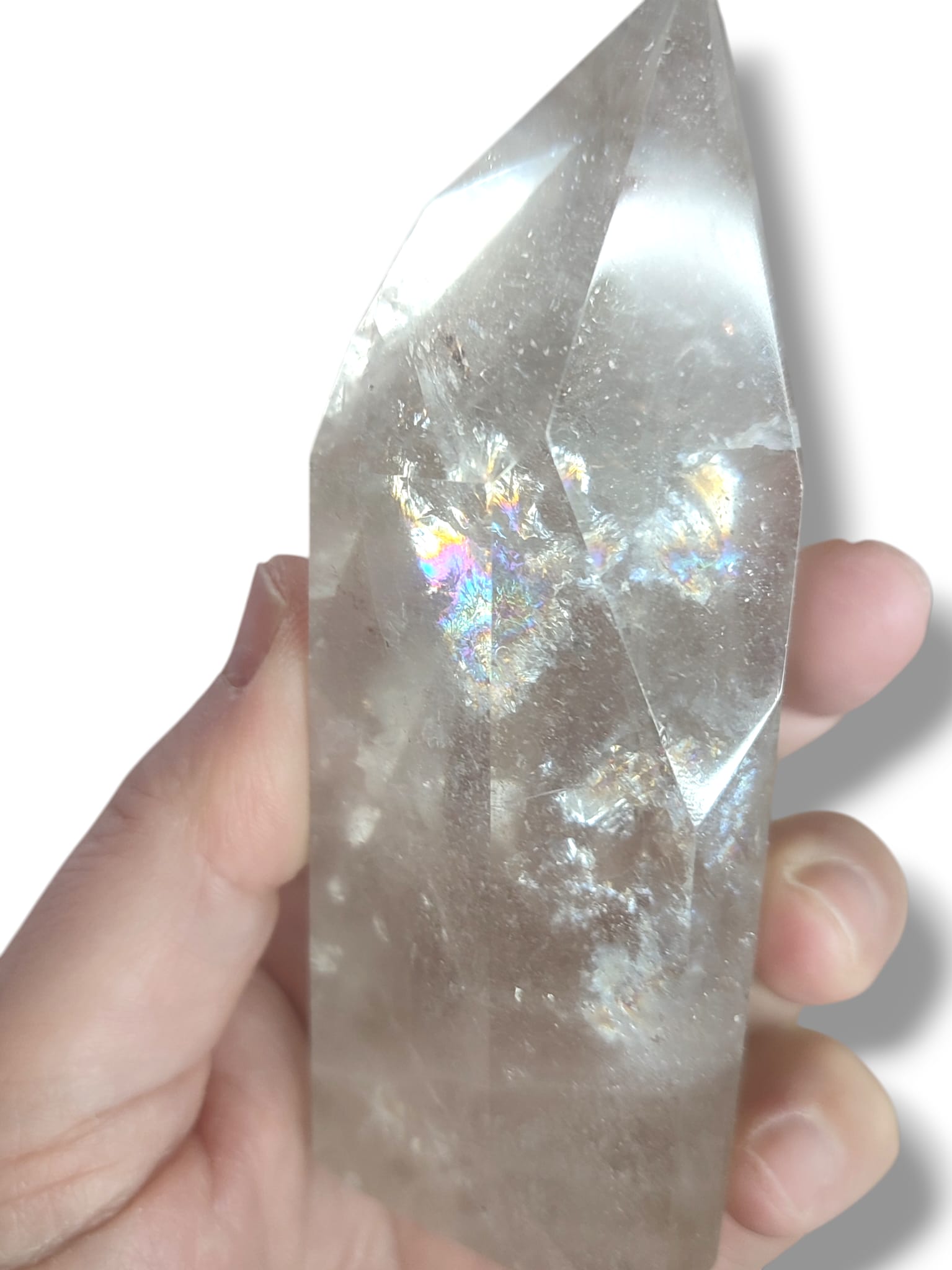 Detalle de cuarzo ahumado arcoiris para meditar y reiki