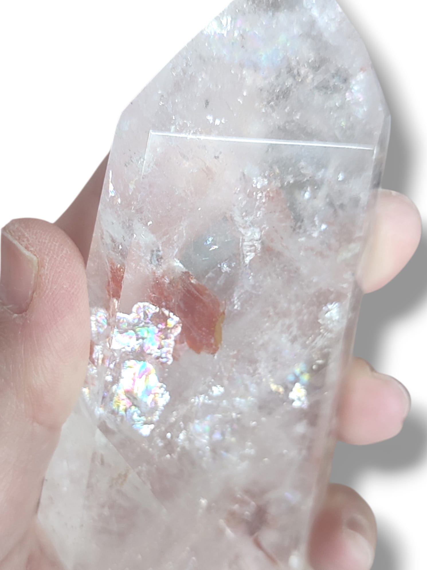 Cuarzo hematoide tabular triple A con vibracion arcoiris