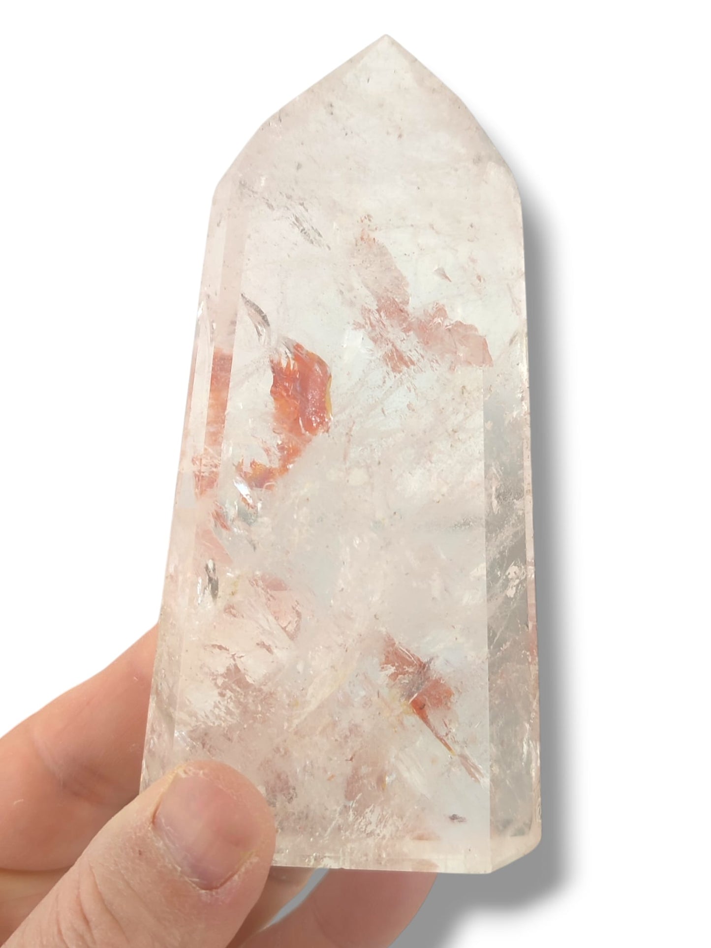 Cristal tabular hematoide con vibracion arcoiris interior natural