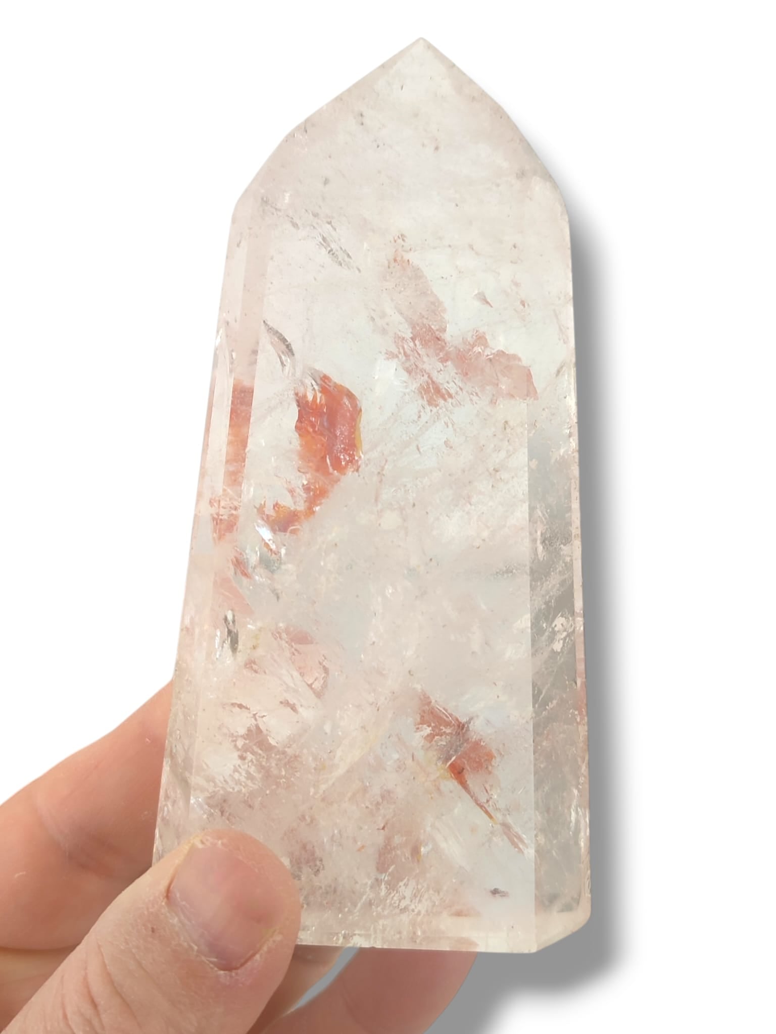 Cristal tabular hematoide con vibracion arcoiris interior natural