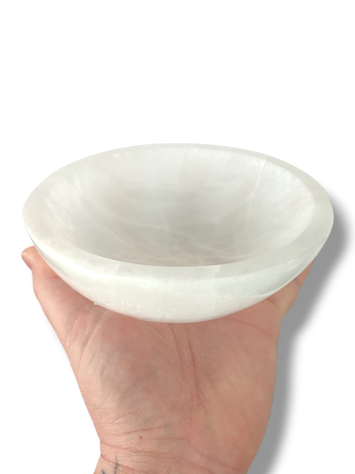 Cuenco de selenita natural blanca 15 cm para limpieza energética de minerales