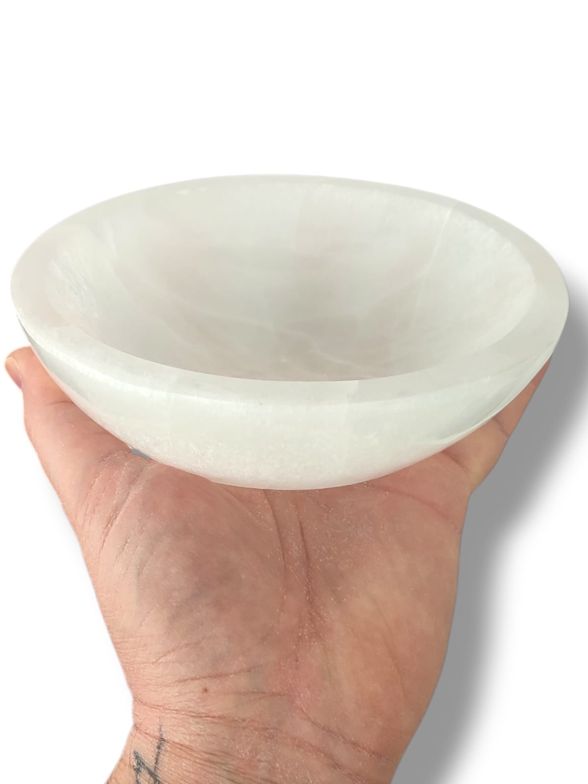 Cuenco de selenita de 15 cm para limpieza energética y recargar los minerales