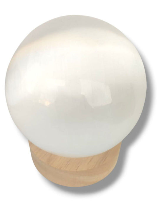 esfera de selenita blanca 7-8 cm para limpieza energética y meditación