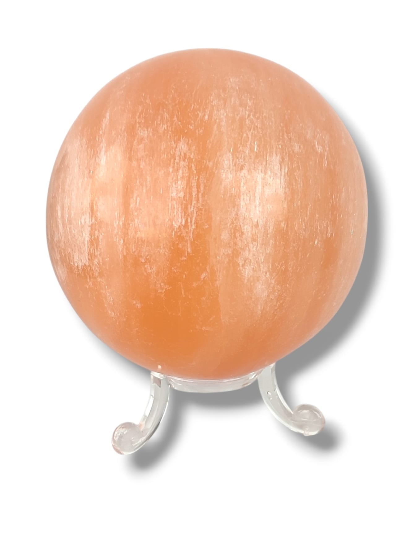 Esfera de selenita naranja grande natural para protección energética
