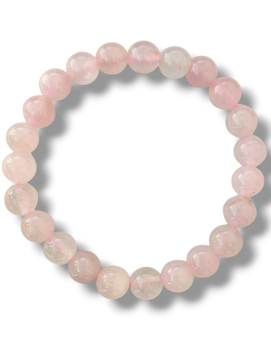 Pulsera de cuarzo rosa 8mm la piedra del amor