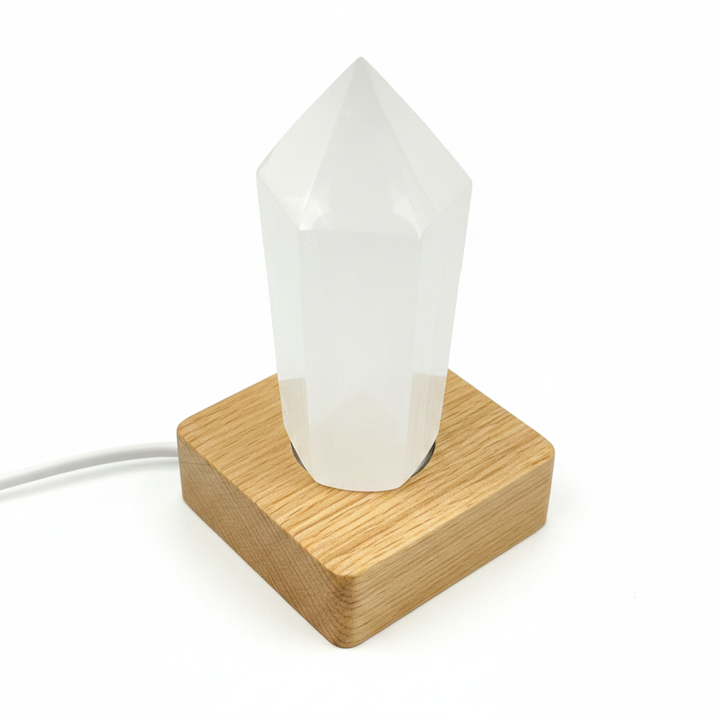 Lámpara de Selenita con Base LED de Colores - Personaliza la Luz en tu Habitación Favorita