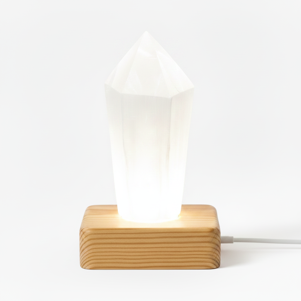 Lámpara de Selenita con Base LED de Colores - Personaliza la Luz en tu Habitación Favorita