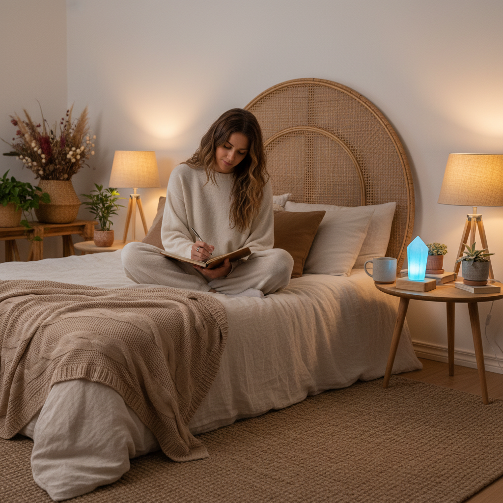 Lámpara de Selenita con Base LED de Colores - Personaliza la Luz en tu Habitación Favorita