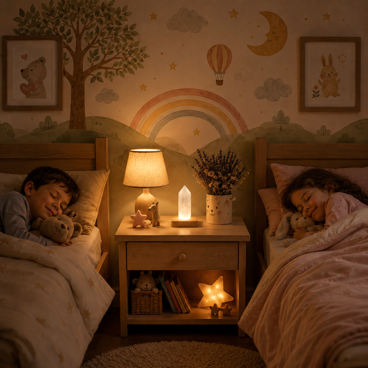Lámpara de Selenita con Base LED de Colores - Personaliza la Luz en tu Habitación Favorita