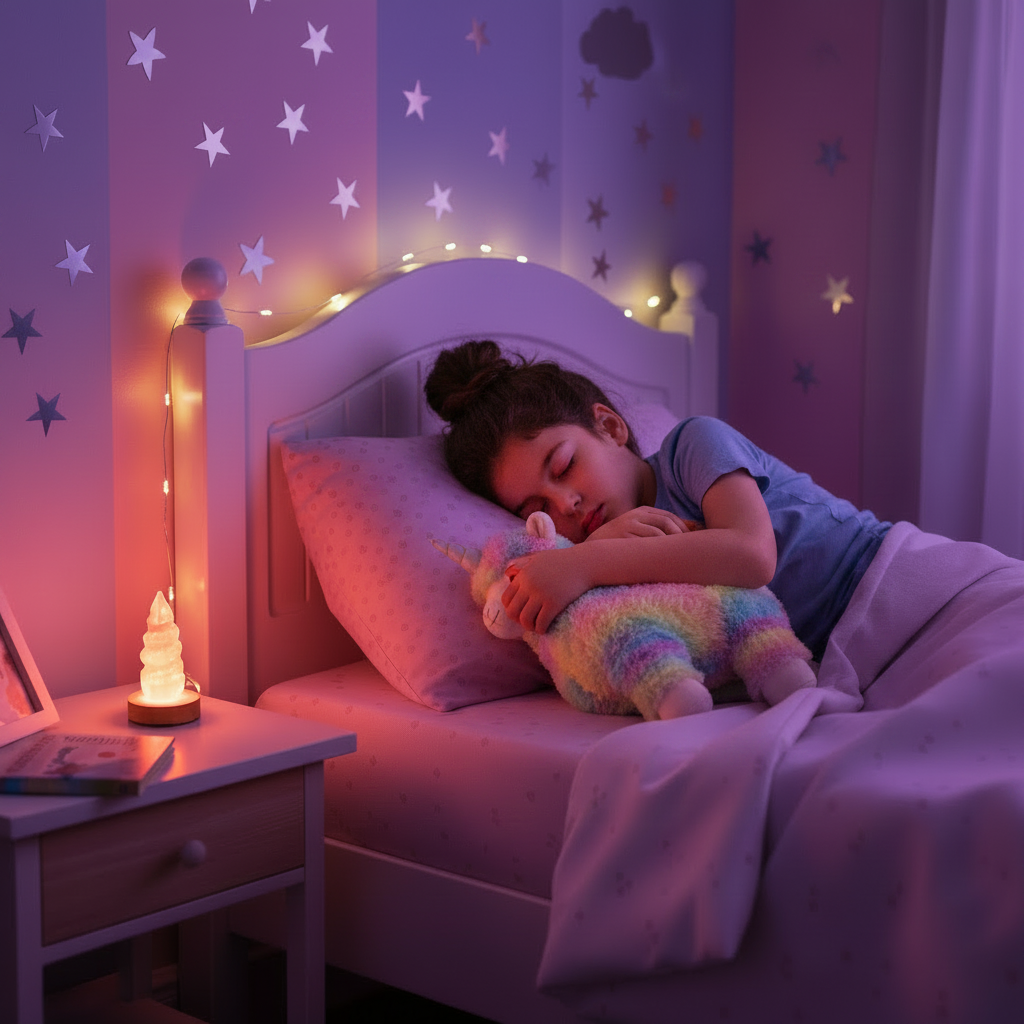 Lámpara Selenita Unicornio - Lámpara para Habitaciones Infantiles