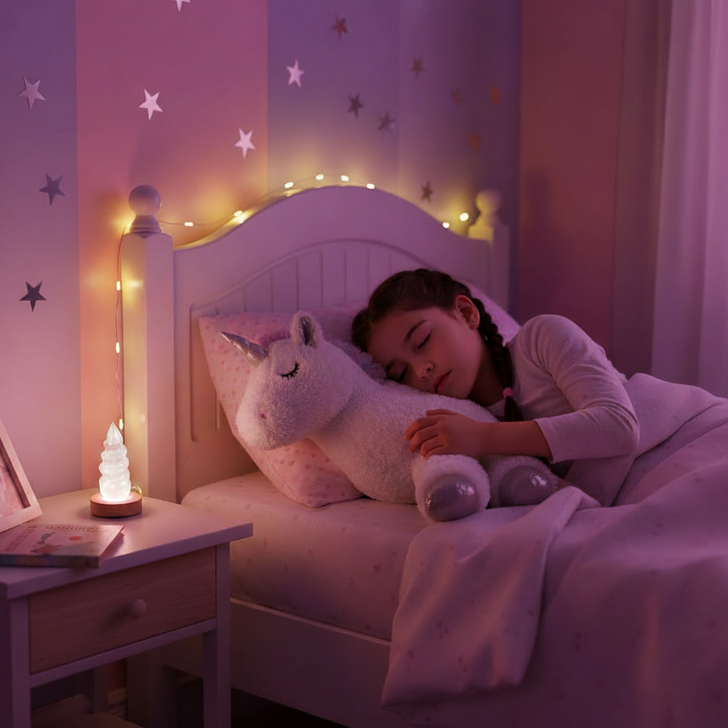 Lámpara Selenita Unicornio - Lámpara para Habitaciones Infantiles