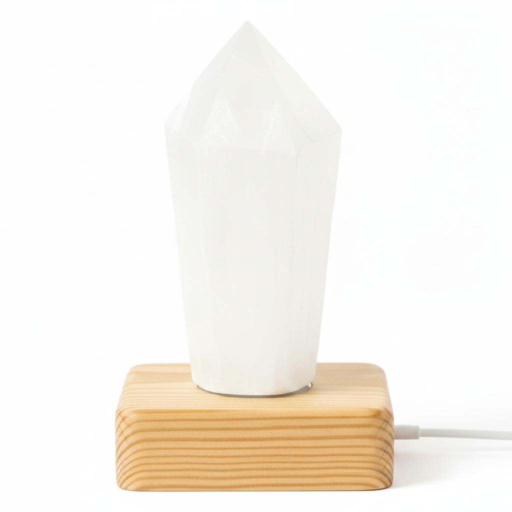 Lámpara de Selenita con Base LED de Colores - Personaliza la Luz en tu Habitación Favorita