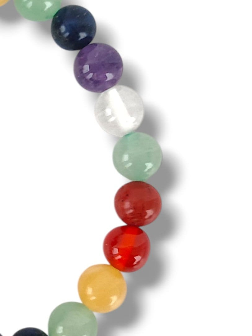 Pulsera 7 chakras 8mm auténtica para equilibrio energético