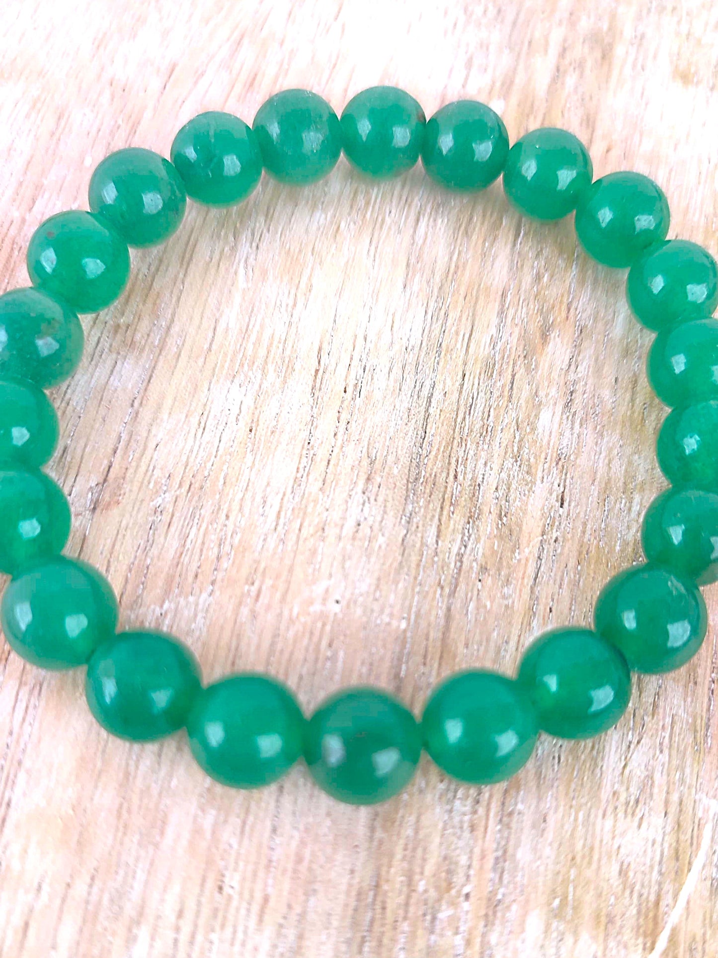 Pulsera de Cuarzo Verde 8mm - Sanador del corazón, Autoestima, Relajación