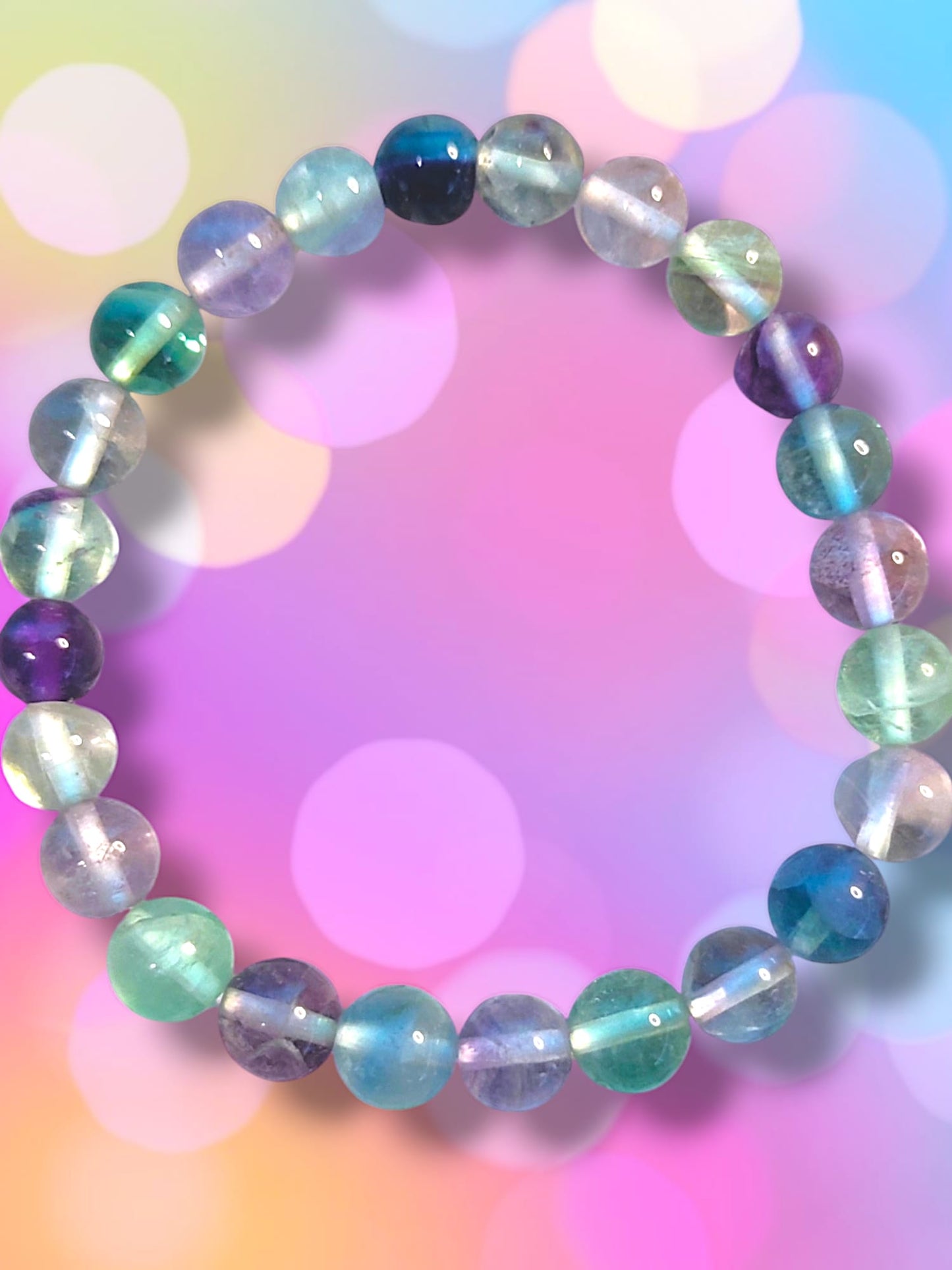 Pulsera fluorita multicolor 8mm para equilibrio y armonía