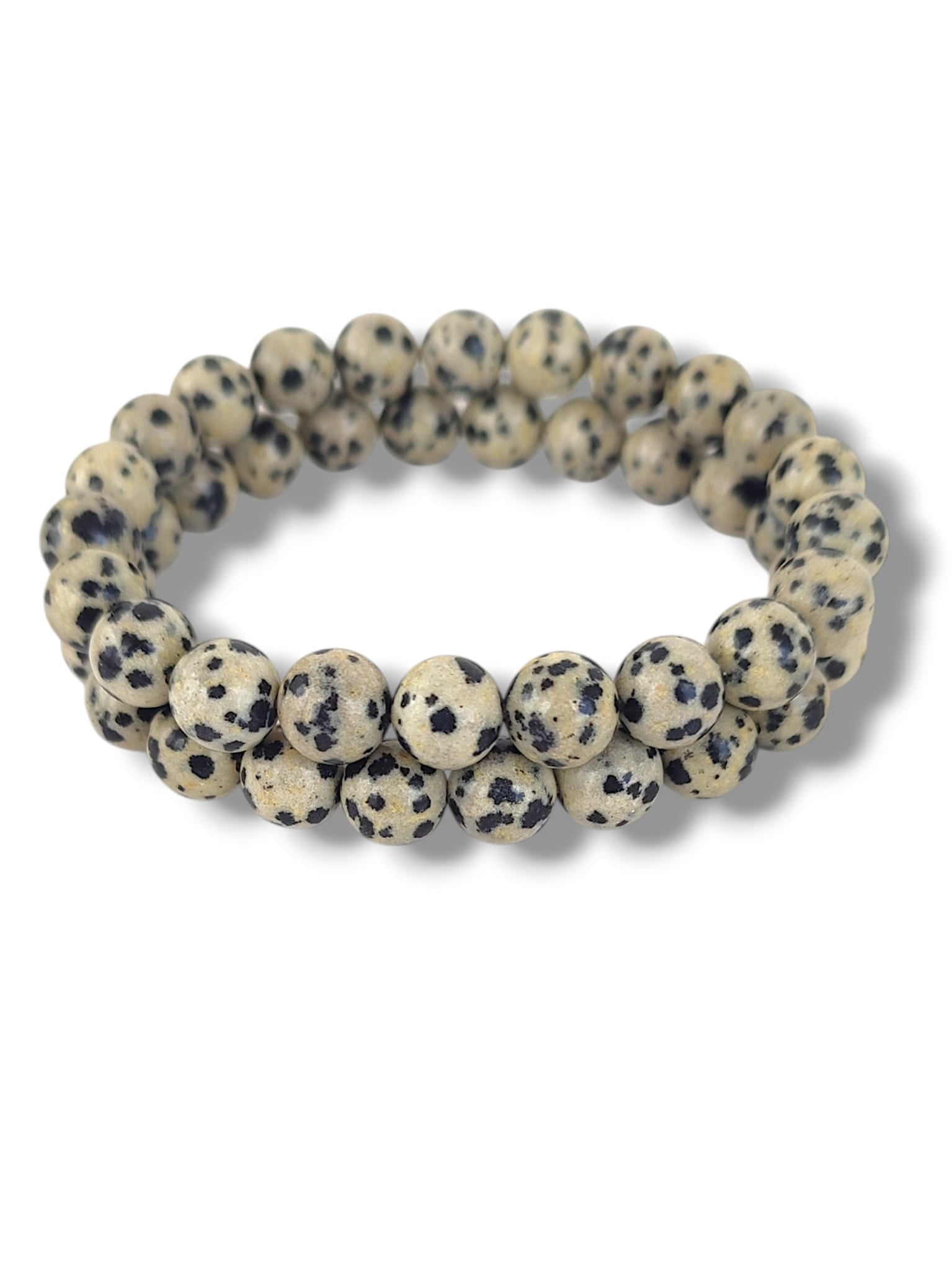 pulsera minerales naturales jaspe dalmata detalle textura piedra