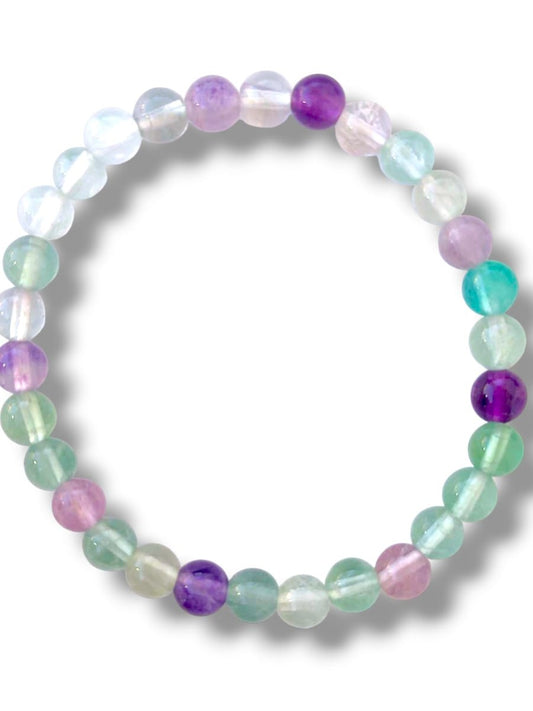 Pulsera fluorita multicolor 6mm de piedra natural auténtica
