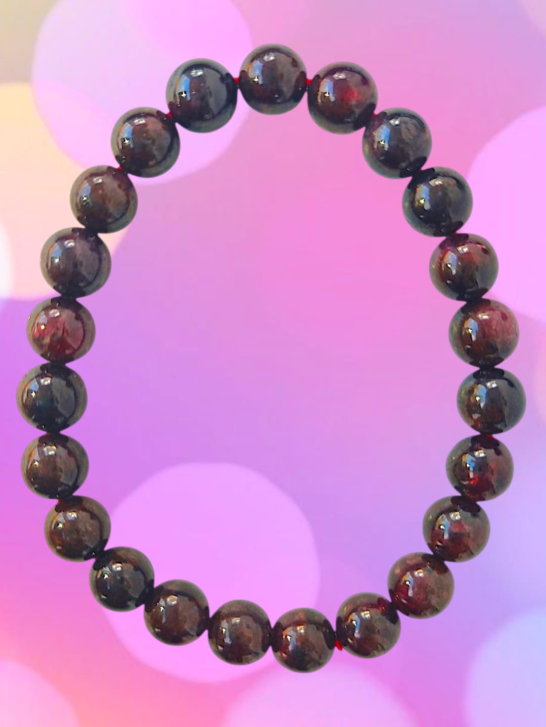 Pulsera granate bolas 8mm chakra raíz