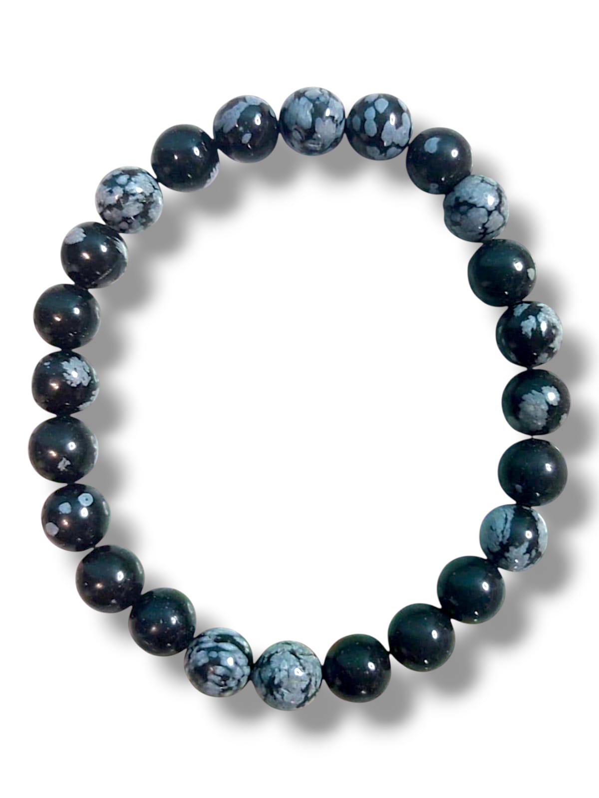Pulsera de obsidiana nevada natural 8mm para protección energética
