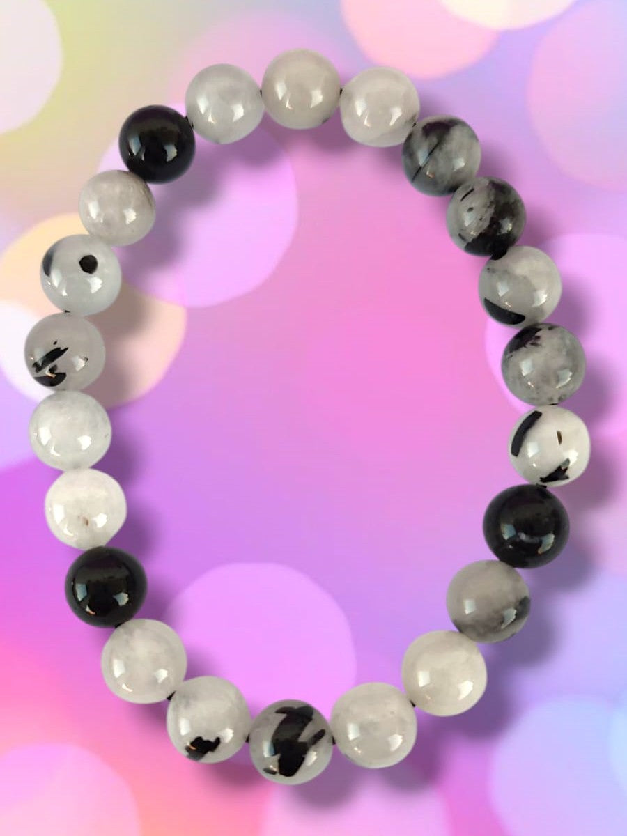 Pulsera de cuarzo y turmalina negra 8mm – Protección y equilibrio energético