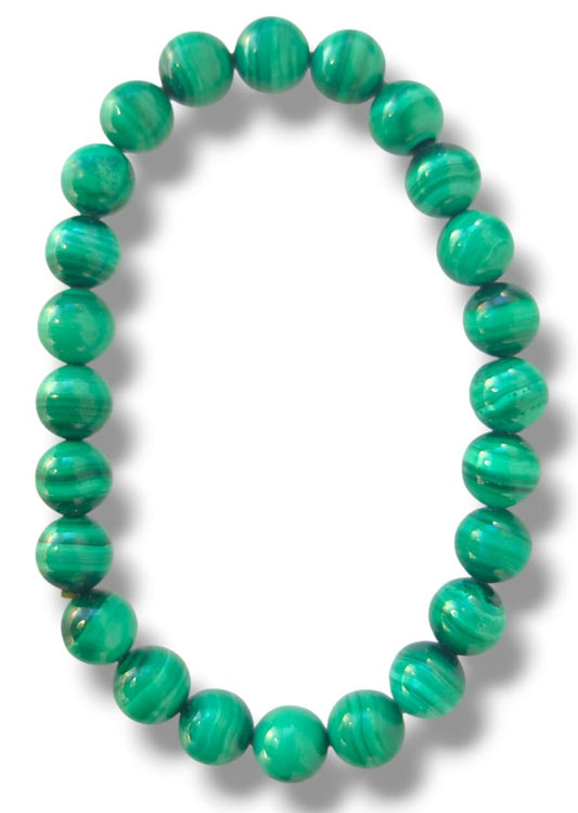 Pulsera de malaquita natural 8mm protección energética y transformación personal