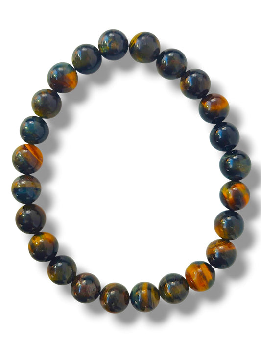 Pulsera de ojo de halcón 8mm – piedra natural azul oscuro para protección energética