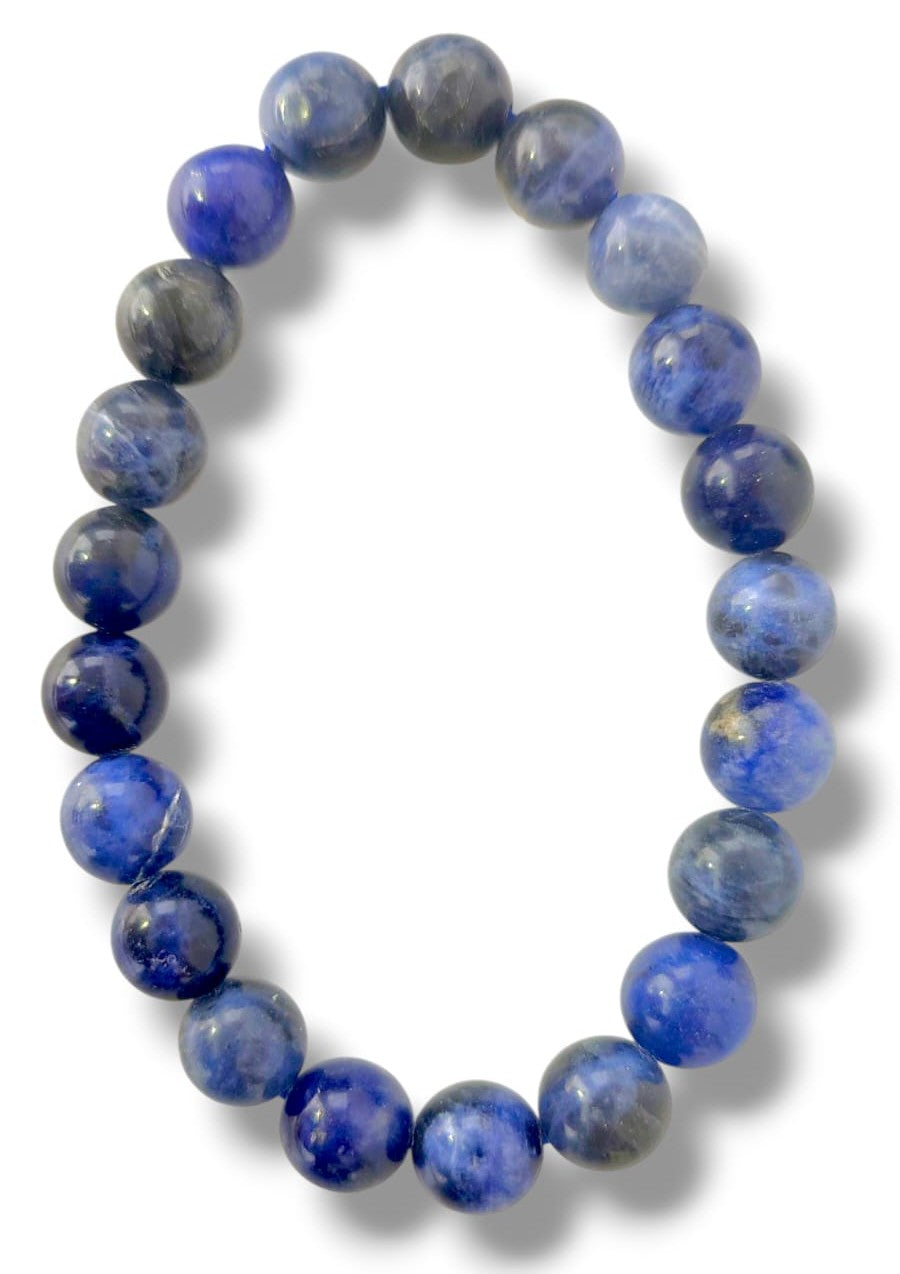 Pulsera de sodalita 8mm piedra natural azul para meditación y calma mental