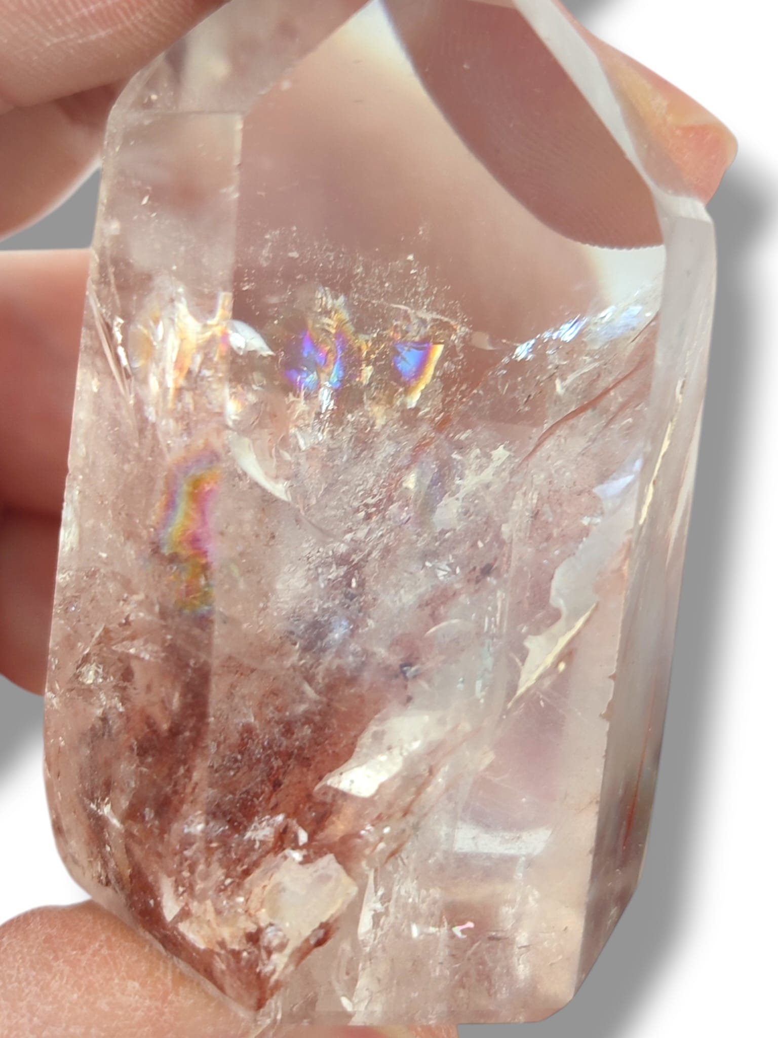 Cristal de cuarzo hematoide para sanación energética y equilibrio de chakras