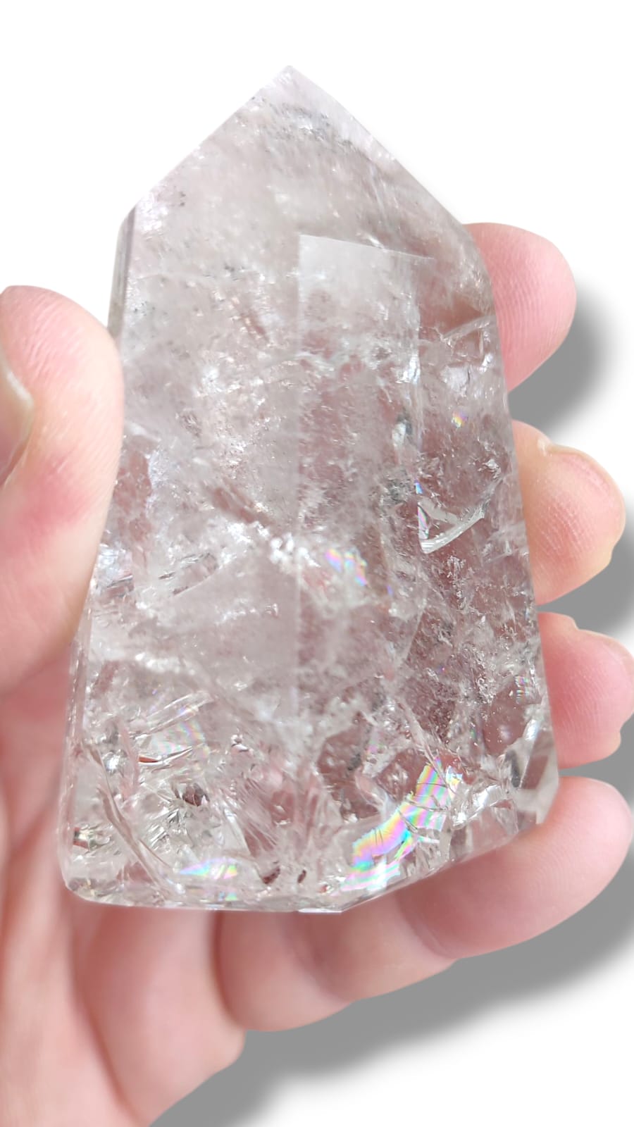 punta de cuarzo hielo arcoíris de alta vibración para meditación y reiki profesional