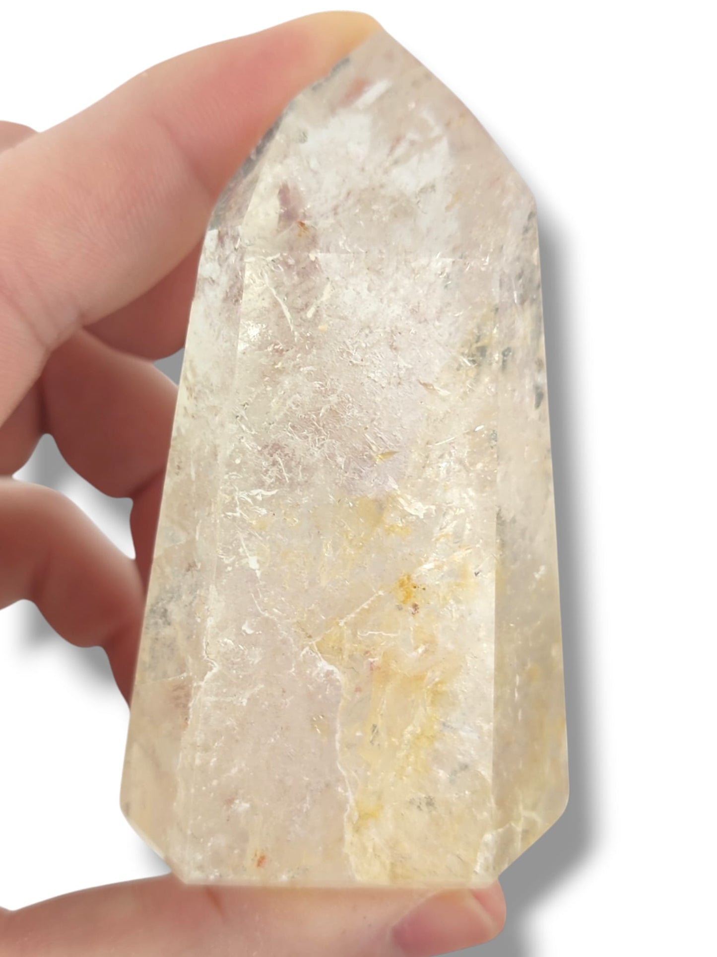 cristal de cuarzo con inclusiones minerales punta de cuarzo cristalino natural